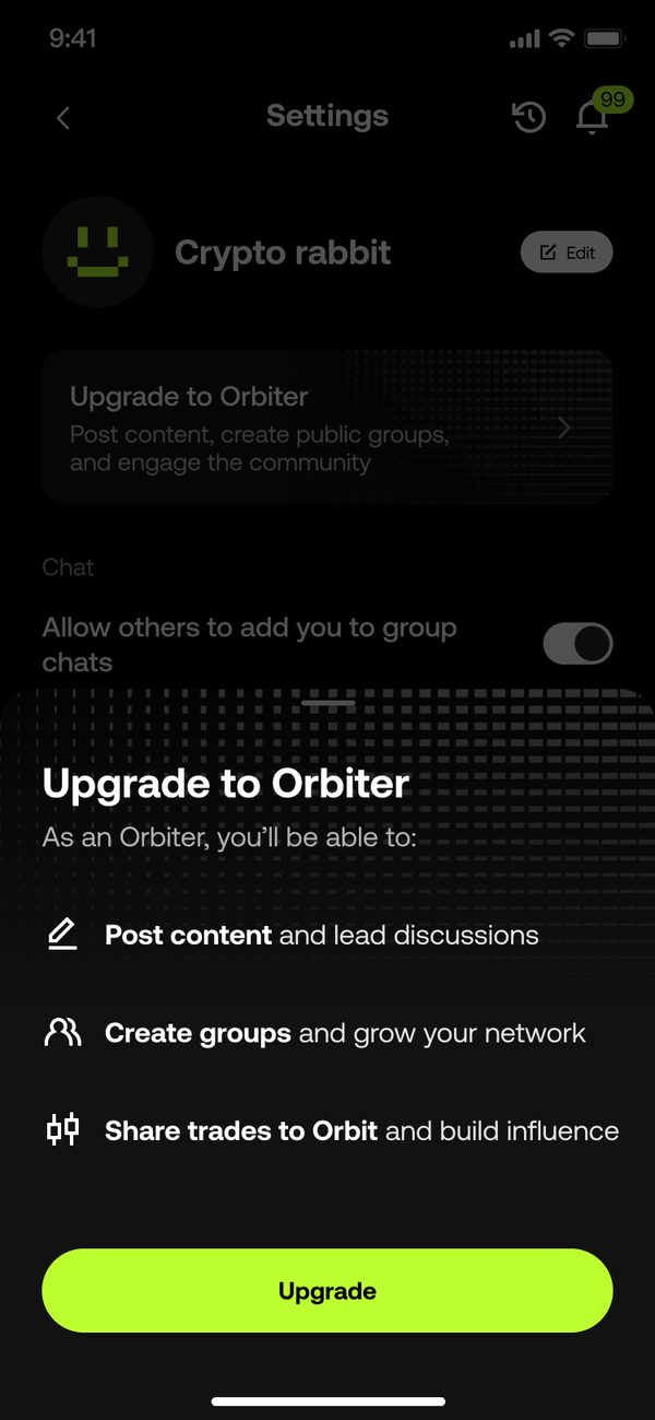Upgrade to Orbiter sheet listing what Orbiters can do